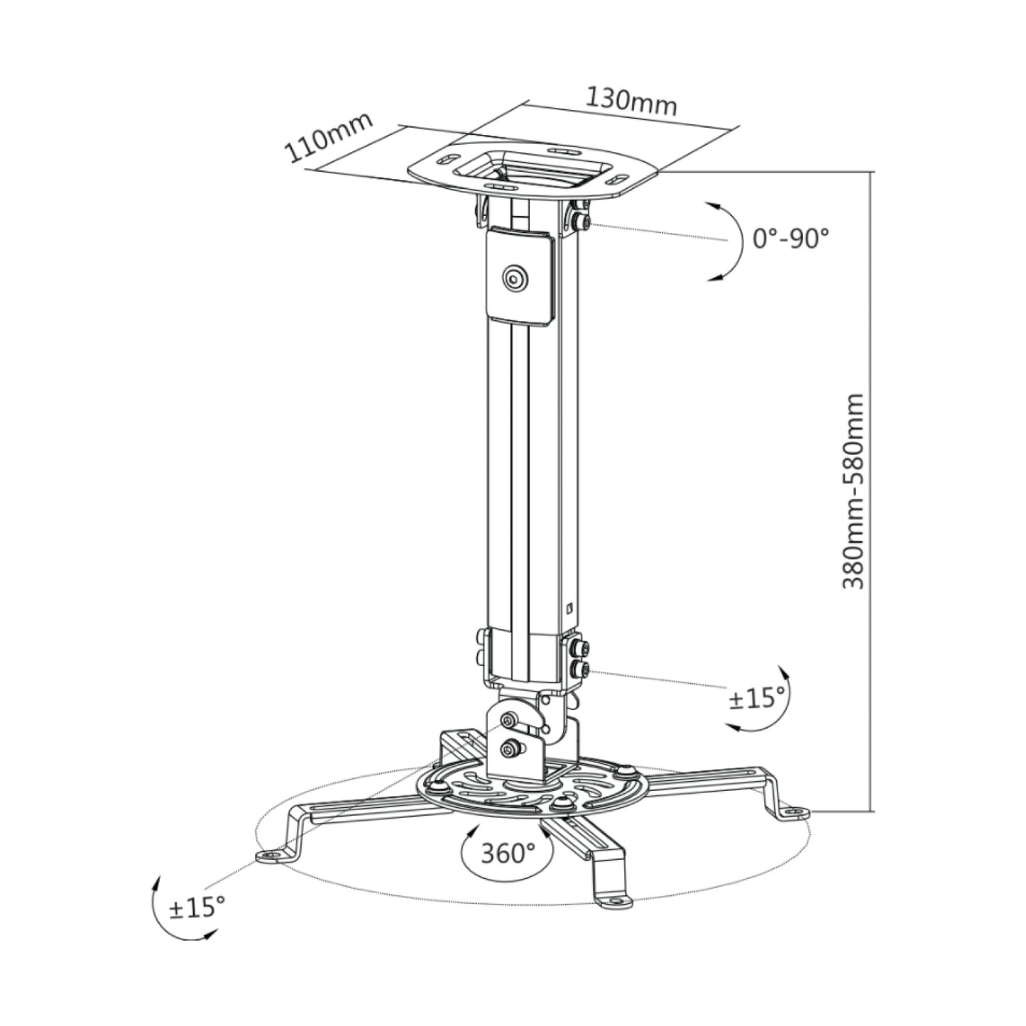 Soporte de Acero para Proyector OVALTECH OVPR-580MM