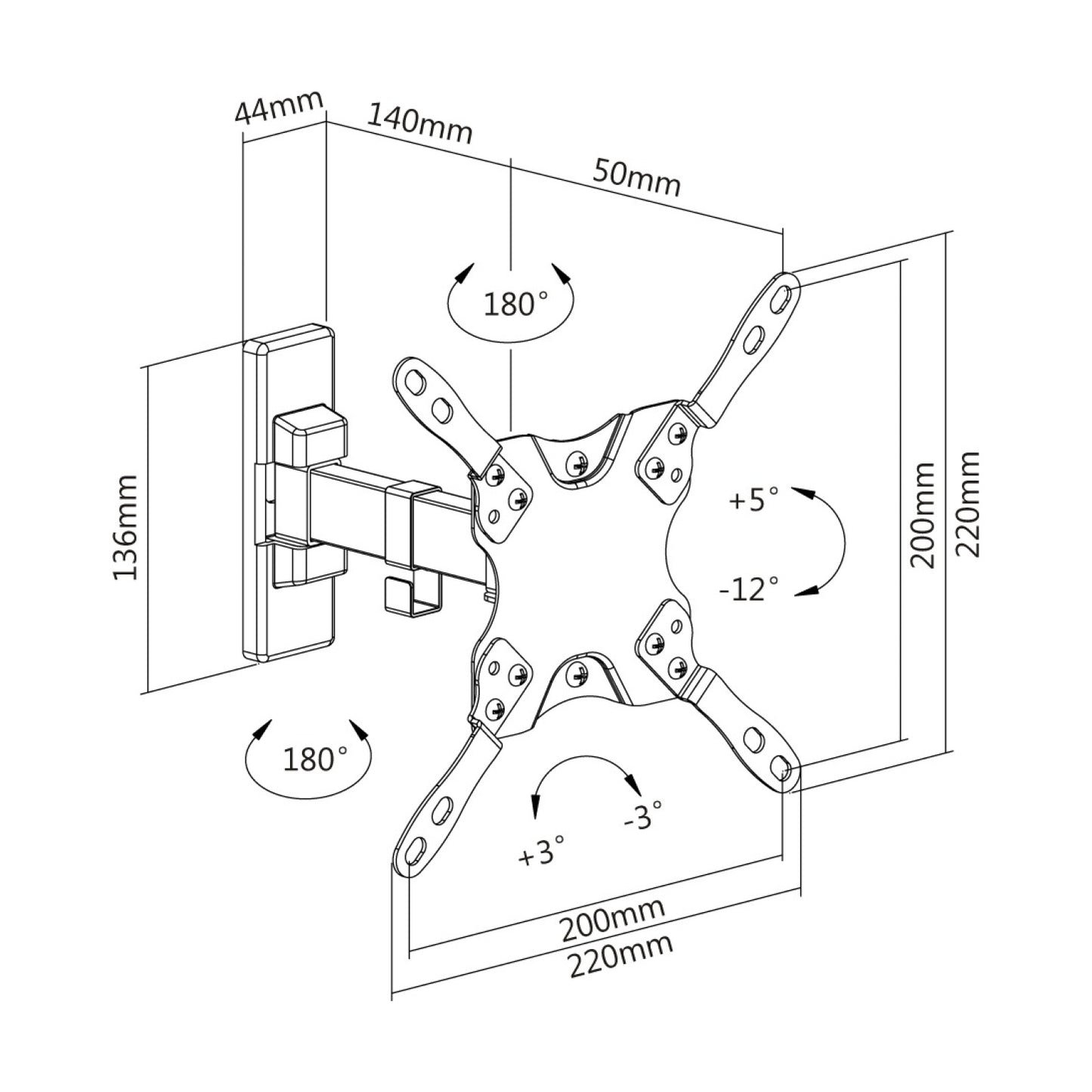 Soporte de Pared Movil para TV OVALTECH de 13