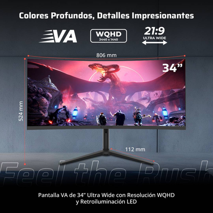 Monitores Gaming Balam Rush COSMOS ARCUS MCA34X