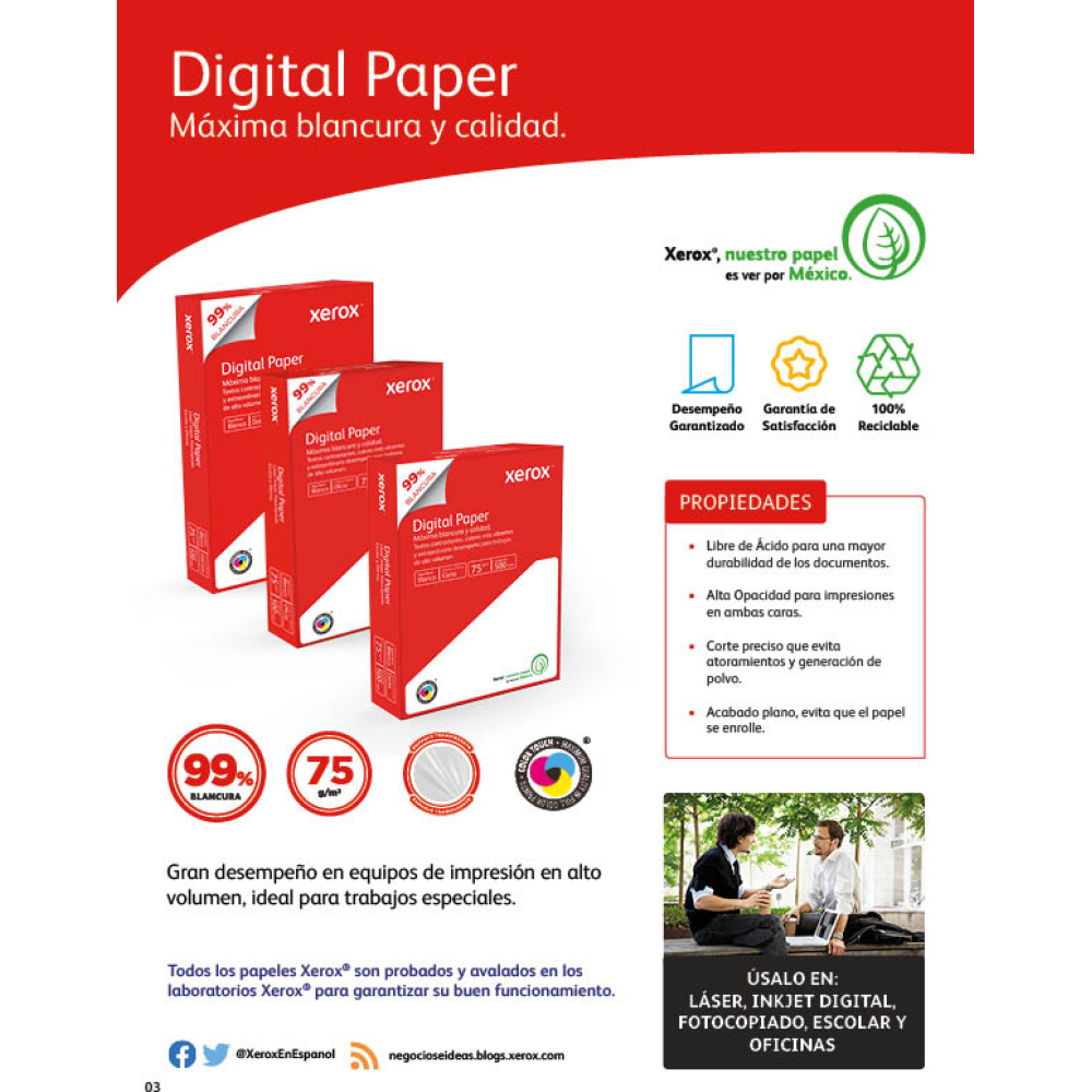 Papel Bond Digital Paper Carta XEROX Rojo