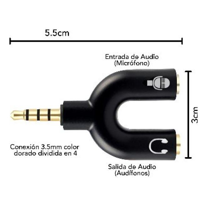 Adaptador Stereo 3.5 mm Macho a Dual 3.5 mm H BROBOTIX 181802-2