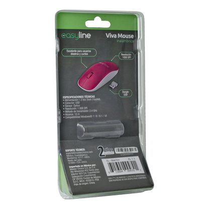 Mouse Easy Line EL-995135 Bluetooth óptico 1000 DPI 2 botones Magenta