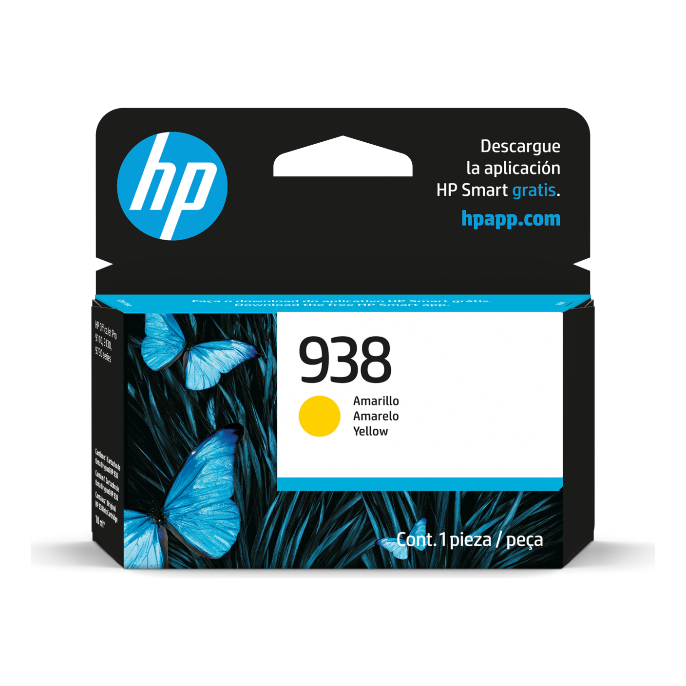 Cartucho de Tinta HP Original 938 Amarillo – Para OfficeJet Pro 7740, OfficeJet Pro 8210, OfficeJet Pro 8710 (4S6X7PL)