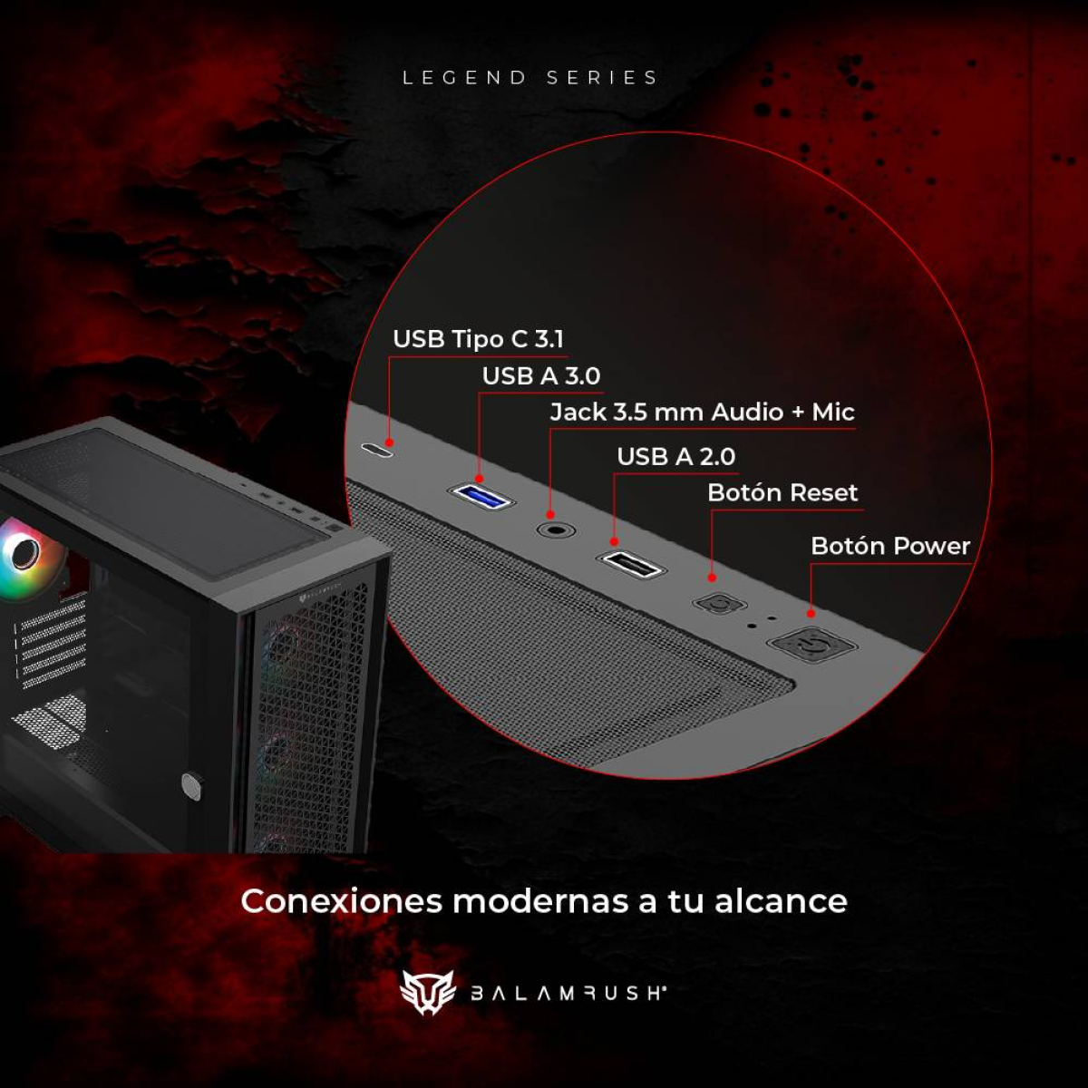 Gabinete Gaming Balam Rush Carbono Twin Mate 8000 (BR-938778)