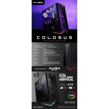 Gabinete Gaming Colosus  Naceb Technology NA-0610