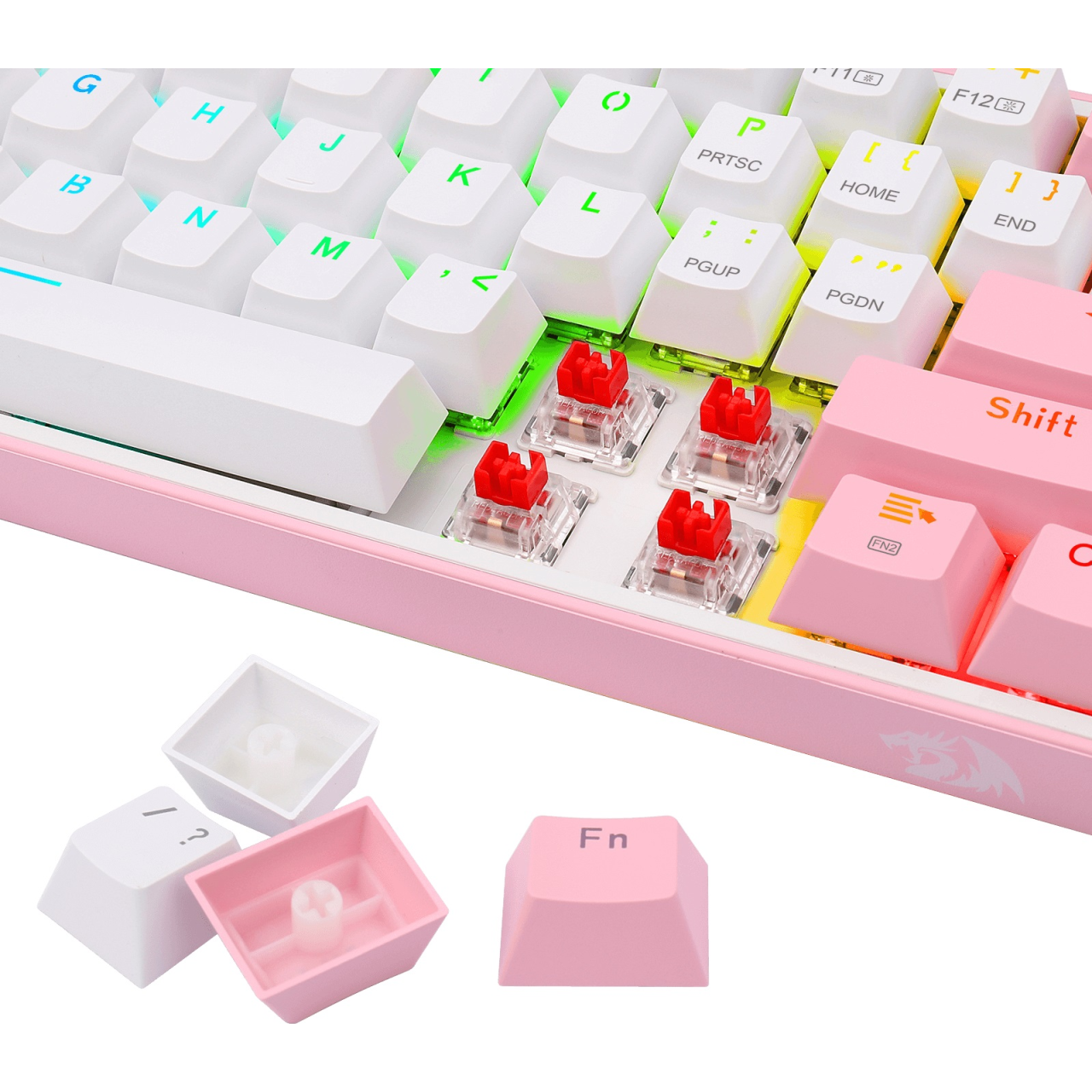 Teclado Mecánico Redragon Fizz Pro White/Pink