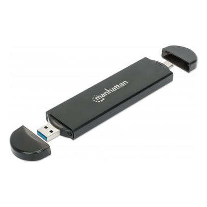 Gabinete para SSD M.2 MANHATTAN 130639 NVMe/SATA a USB-C/USB-A