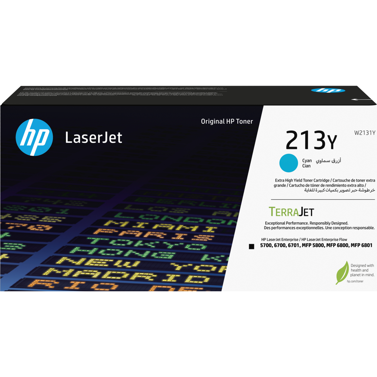 Tóner HP Original 213Y Cian – Para LaserJet Pro M452, Color LaserJet Pro MFP M477, Color LaserJet Pro MFP M479 (W2131Y)