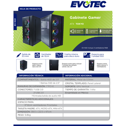 Gabinete Gaming EVOTEC EV-1021