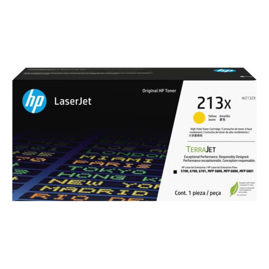 Tóner HP Original 213X Amarillo – Para LaserJet Pro M102, LaserJet Pro MFP M130, Color LaserJet Pro M154 (W2132X)