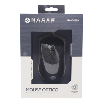 Mouse Naceb Technology NA-0115N USB óptico 2400 DPI 6 botones Negro