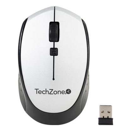 Mouse TECHZONE TZ19MOU01-INAPL inalámbrico 2.4 GHz/USB 1000 DPI 3 botones Negro, Blanco