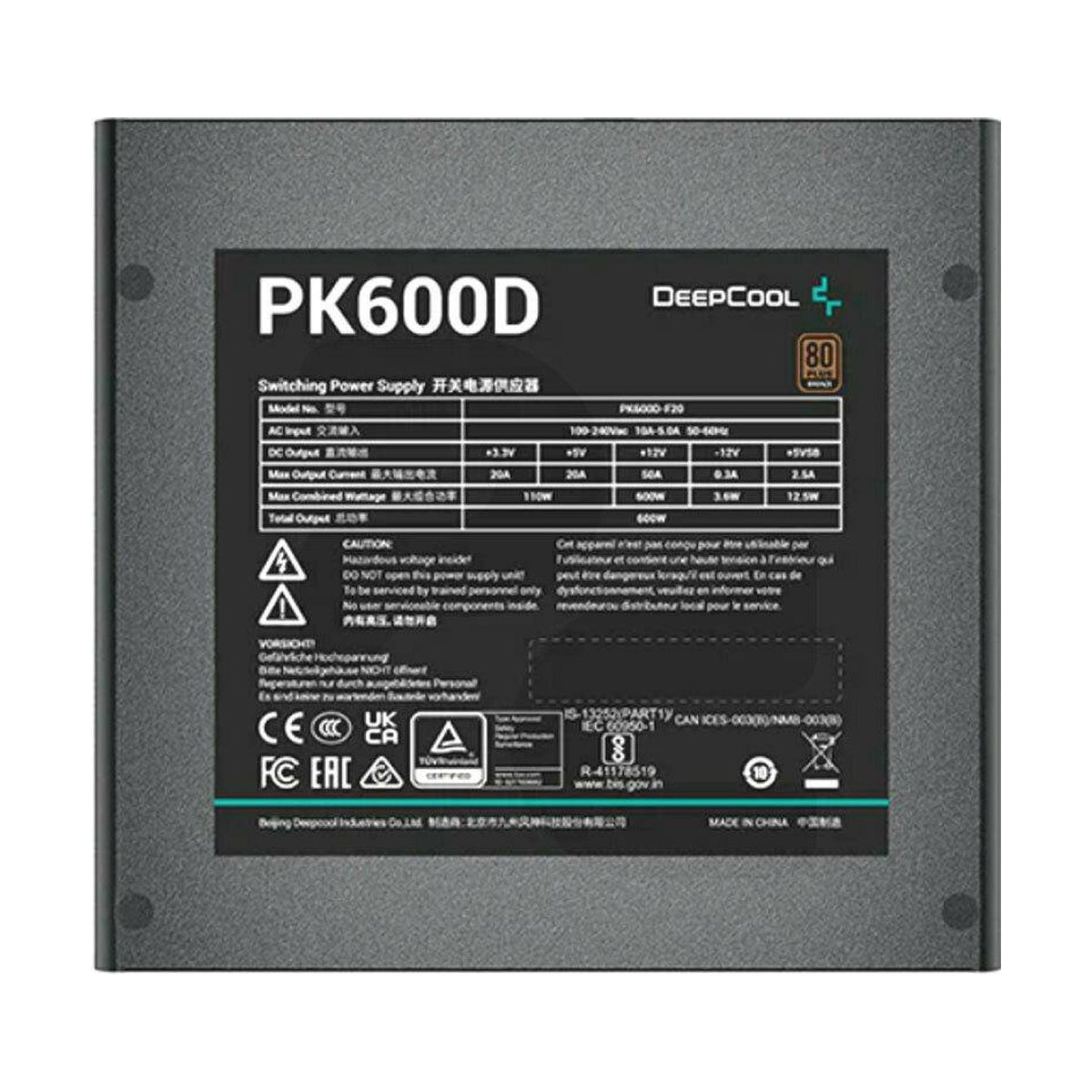 Fuente de Poder DeepCool PK600D 600 W 80 PLUS Bronze
