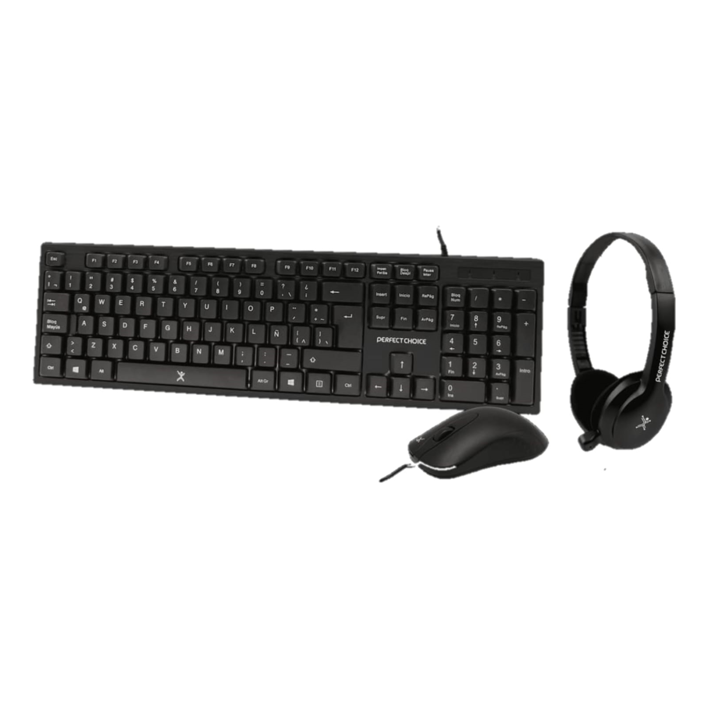 Kit Teclado+Mouse+Diadema para Oficina  PERFECT CHOICE PC-201717