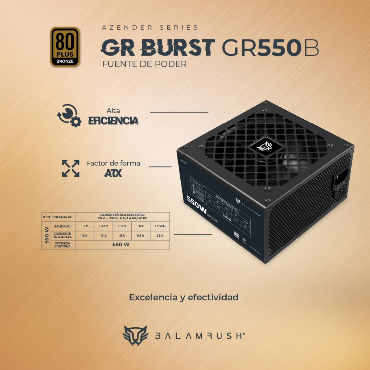Fuente de poder  Balam Rush GR550B