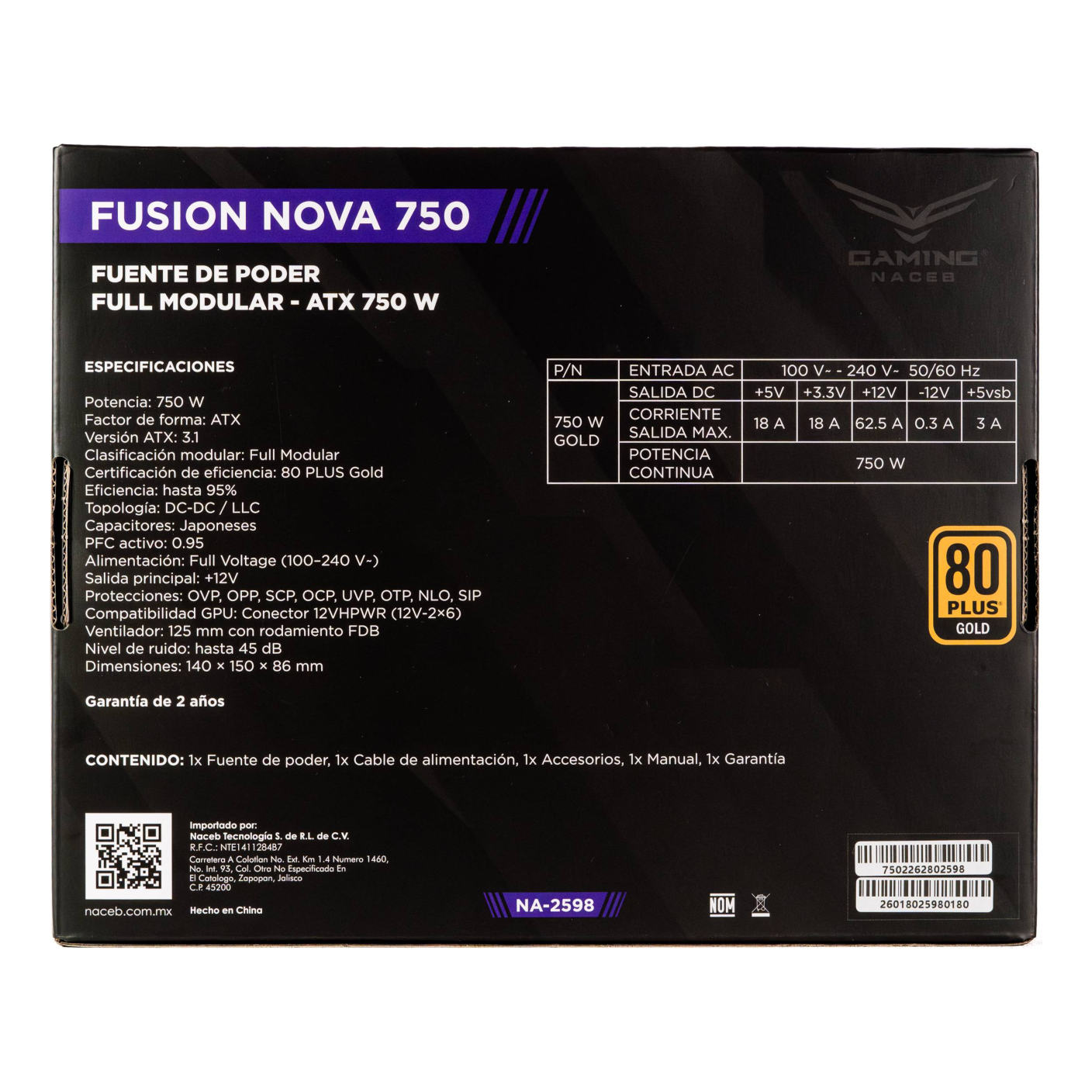 Fuente de poder Naceb Technology NA-2598