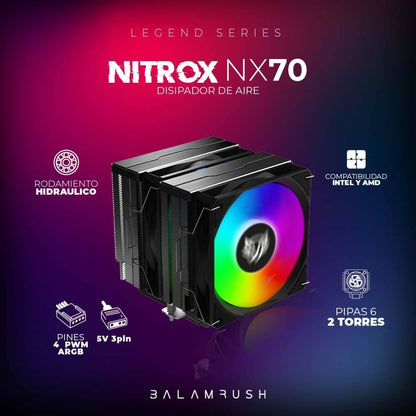 Disipador Balam Rush Nitrox NX70, 600-1800 RPM, 73.6 CFM (BR-937382)