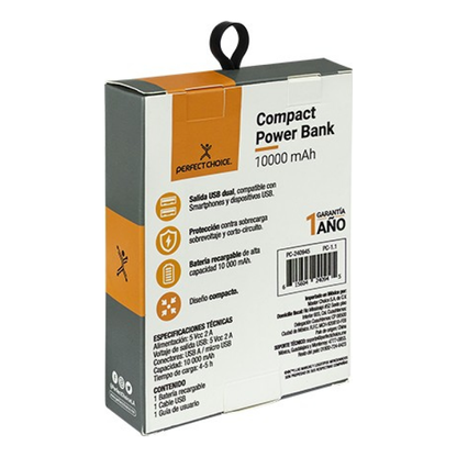 Power Bank 10000 MAH, conector USB A y micro  PERFECT CHOICE PC-240945