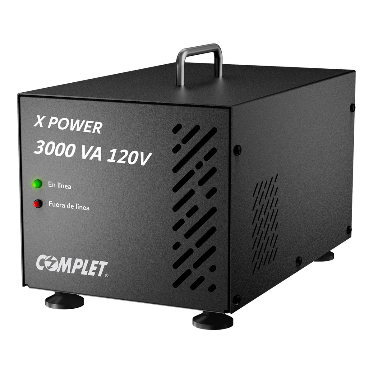 Regulador COMPLET X-POWER 3000 de 3000 VA/3000 W, 120 V, con 2 Contactos NEMA (ERV-10-006)