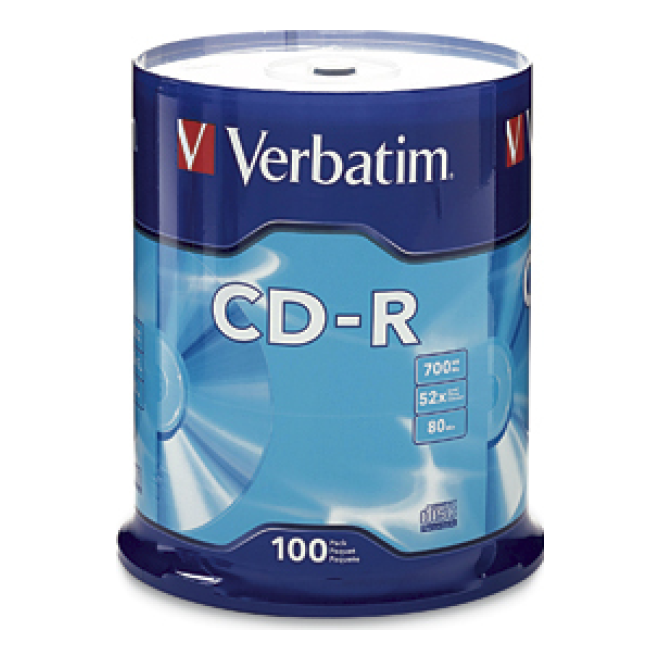 Disco CD-R Verbatim 700 MB 100 52x (94554)