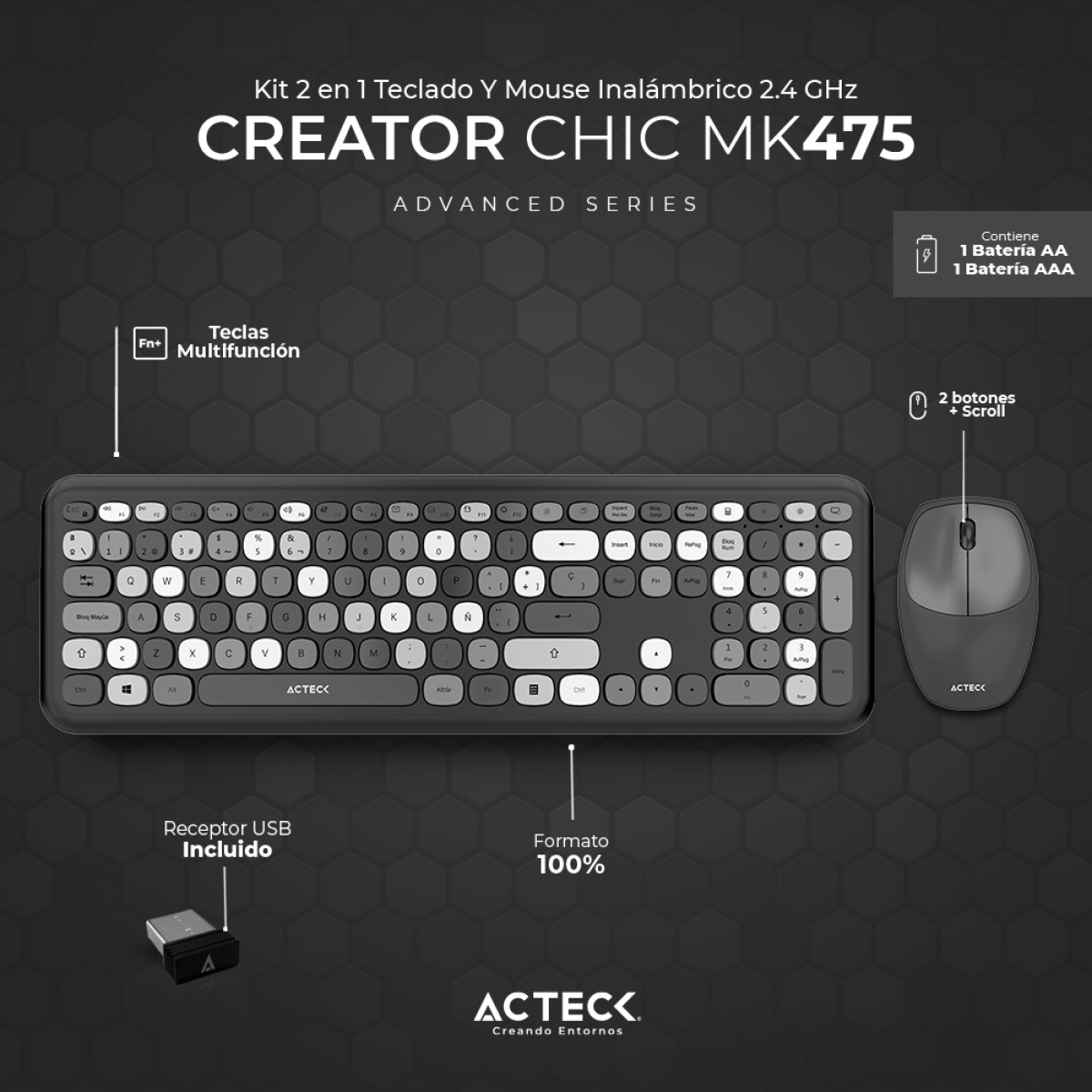 Kit de teclado y mouse ACTECK MK475