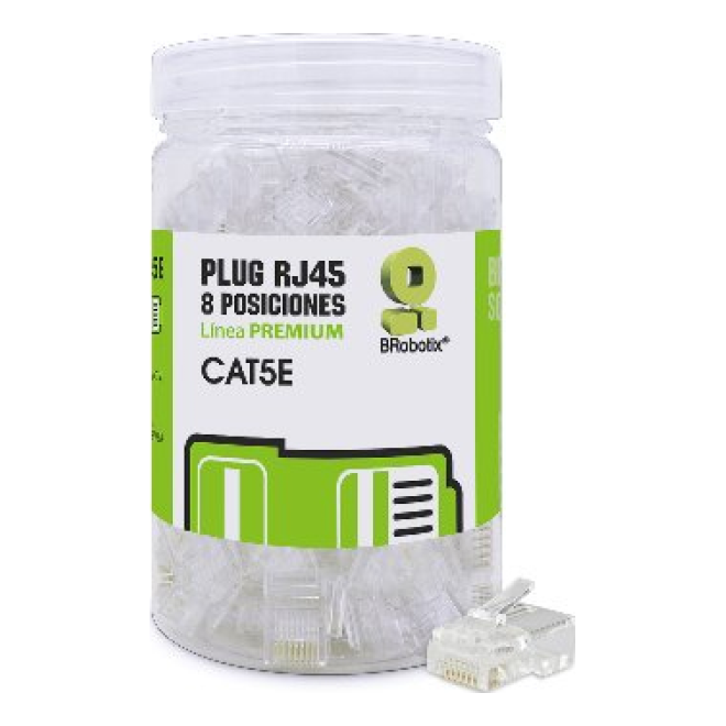 Plugs de Red RJ45, CAT5E, Bote 100 Pzs  BROBOTIX 263786