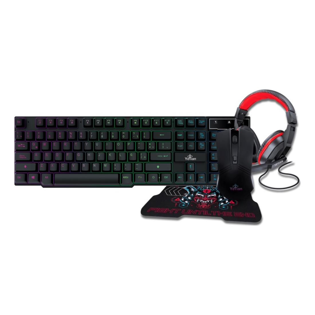 Kit Gaming Yeyian Hydra S2000 4 en 1 con Teclado, Mouse, Diadema y Mouse Pad LED (YKH-20707)