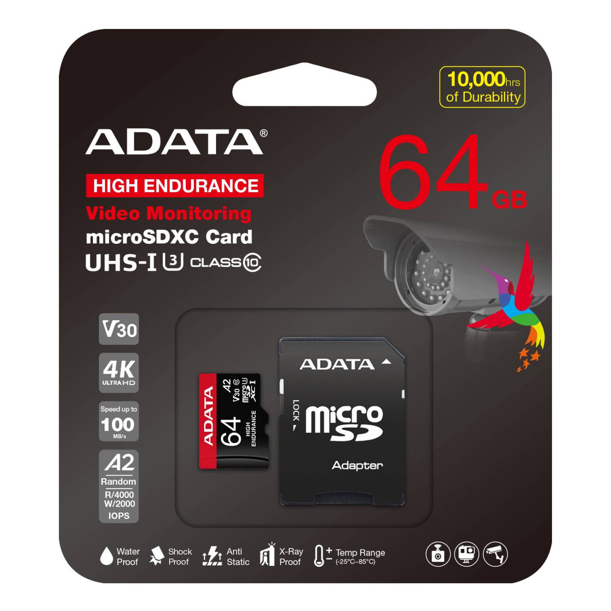 Tarjeta de Memoria microSDXC ADATA High Endurance 64 GB UHS-I U3 (AUSDX64GUI3V30SHA2-RA1)