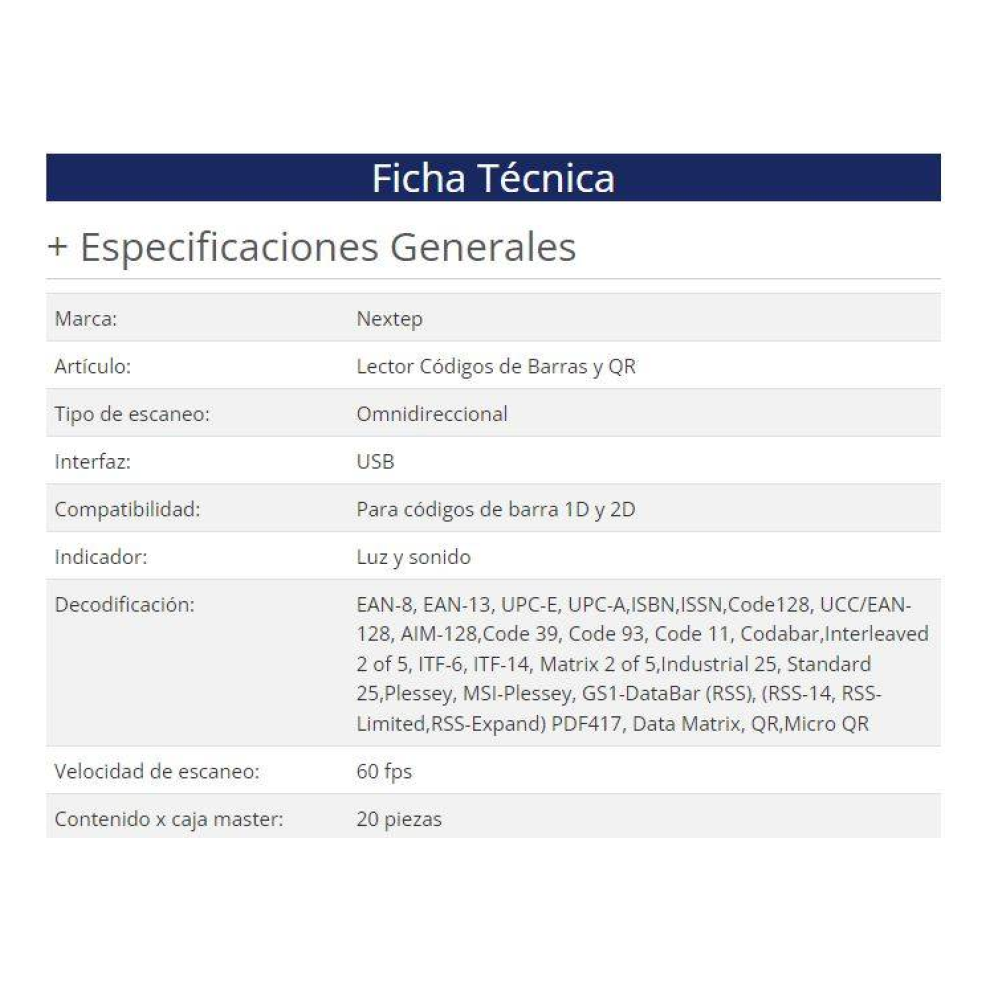 Lector de Códigos de Barra  Nextep NE-505