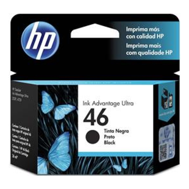 Cartucho de Tinta HP Original 46 Negro – Para DeskJet 2600, Envy 5000, OfficeJet 5200 (CZ637AL)